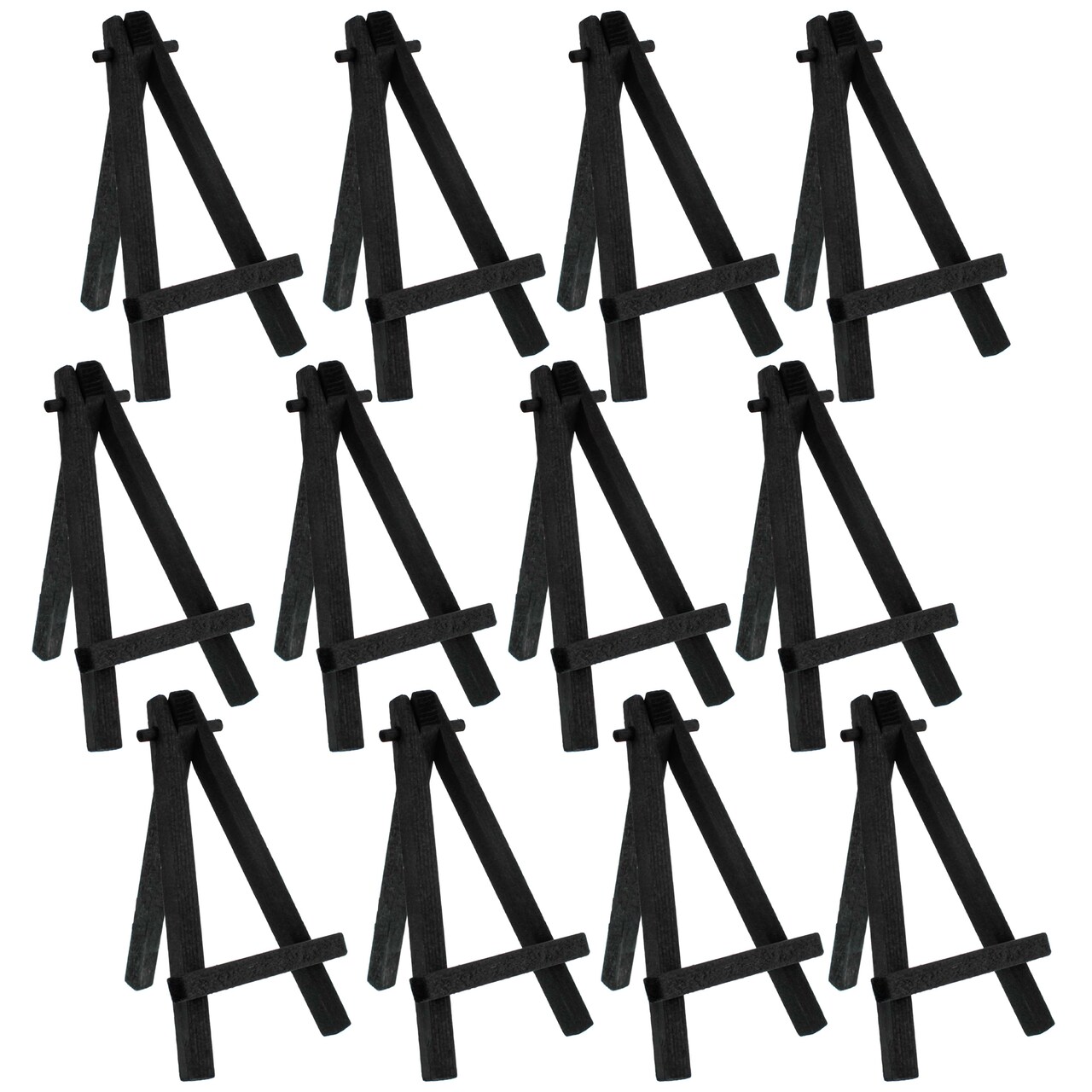 5" Mini Easel (12 Pack) - Black Wooden A-Frame Tabletop Display Stand, Mini Easel Stand - Small Easels for Display, Small Canvases, Crafts, Business Cards, Signs, Photos, Gifts